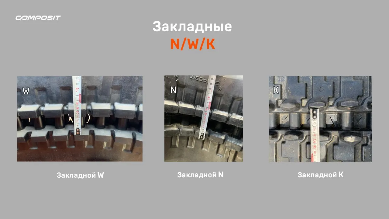 Закладные N, W, K у резиновых гусениц: основные отличия  - блог composit-track