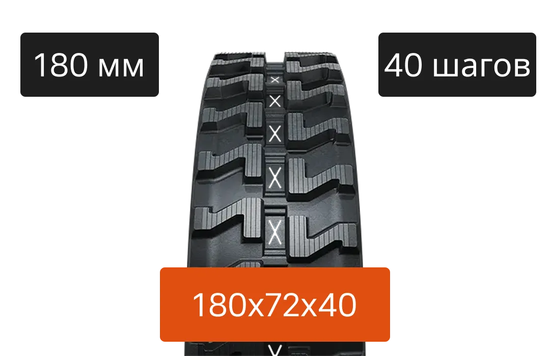 Резиновая гусеница 180C - 180х72х40